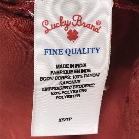 Lucky Brand Sz XS Embroidered Top - Picture 4 of 6